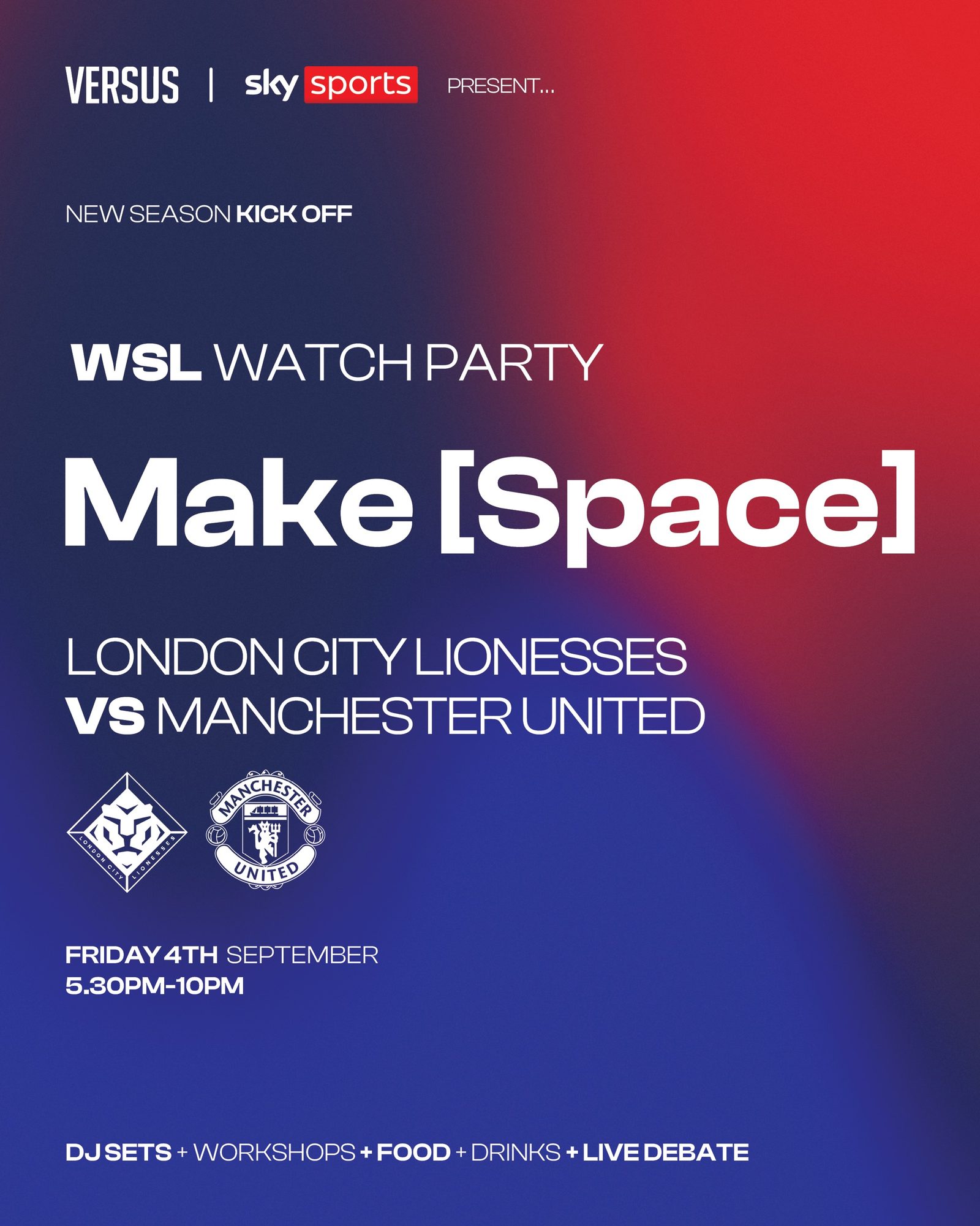 VERSUS y Sky Sports unen fuerzas para lanzar 'Make Space' en el debut de la temporada de la WSL